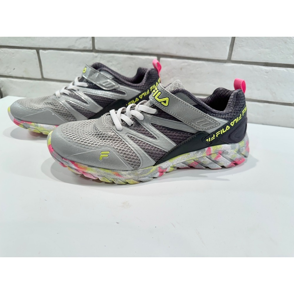 Fila Kids‎ Gray Pink Yellow Tie Dye Athletic Shoes Sneakers Size 6 - Picture 6 of 9
